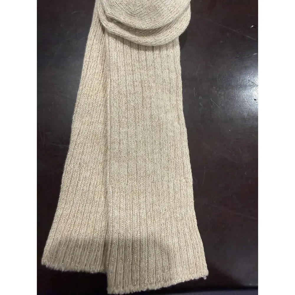 a.n.a Knee High Boot Socks Oatmeal Metallic Knit 1 Pair Women’s Shoe Size 4-10